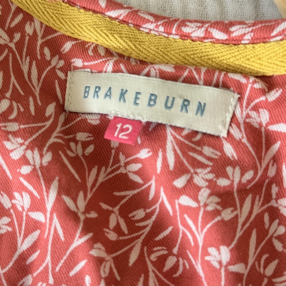 Brakeburn Dress Womens 12 Pink Floral Wrap Fit Flare Short Flutter Sleeve Summer - Picture 11 of 16